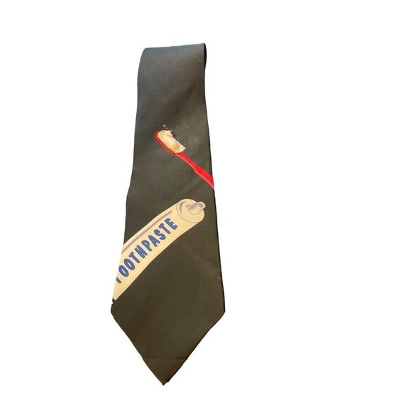 Vintage Vicky Davis Toothbrush Toothpaste Black Necktie - Picture 1 of 6